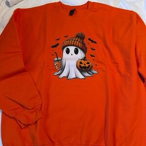 Gildan Orange Ghost Crewneck Sweatshirt NWOT